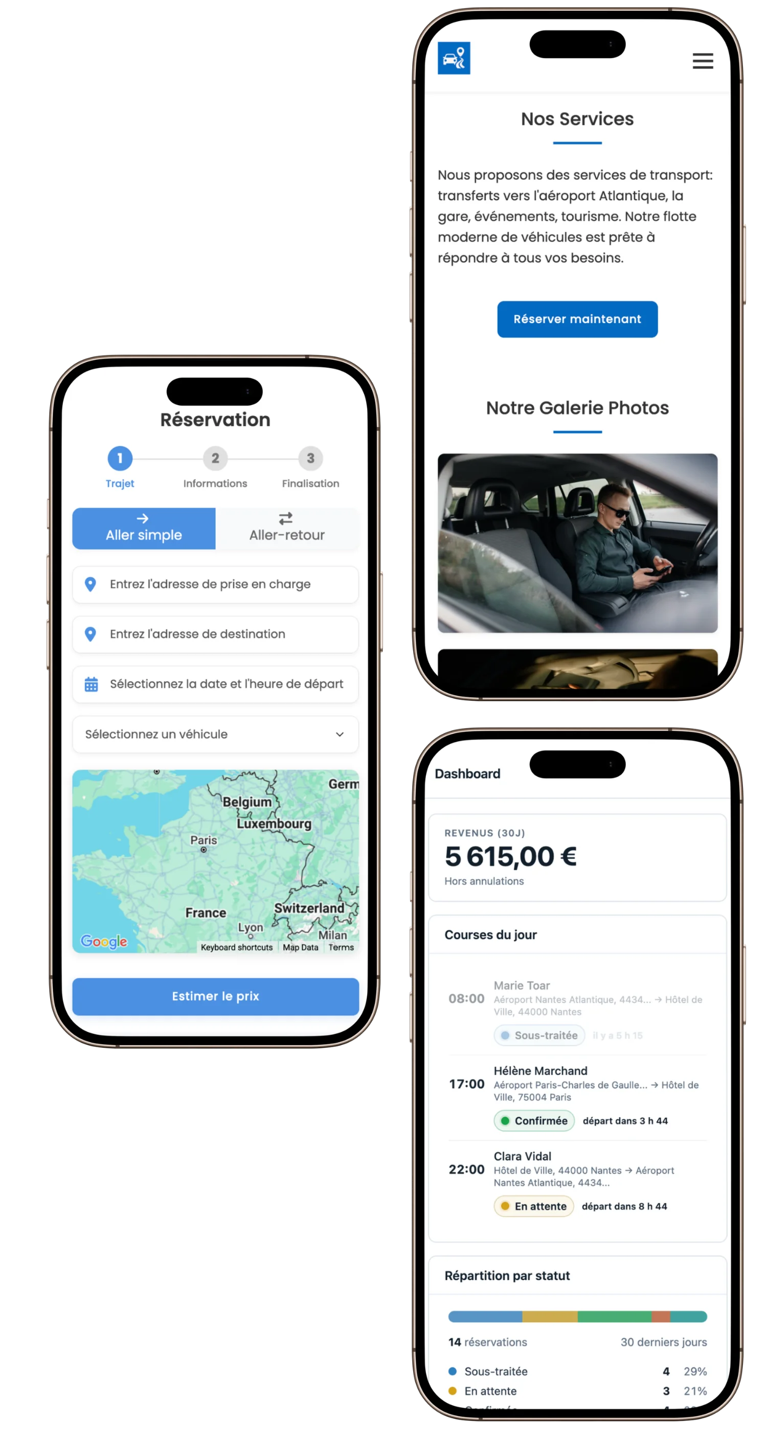 Module de réservation Taxi - Interface