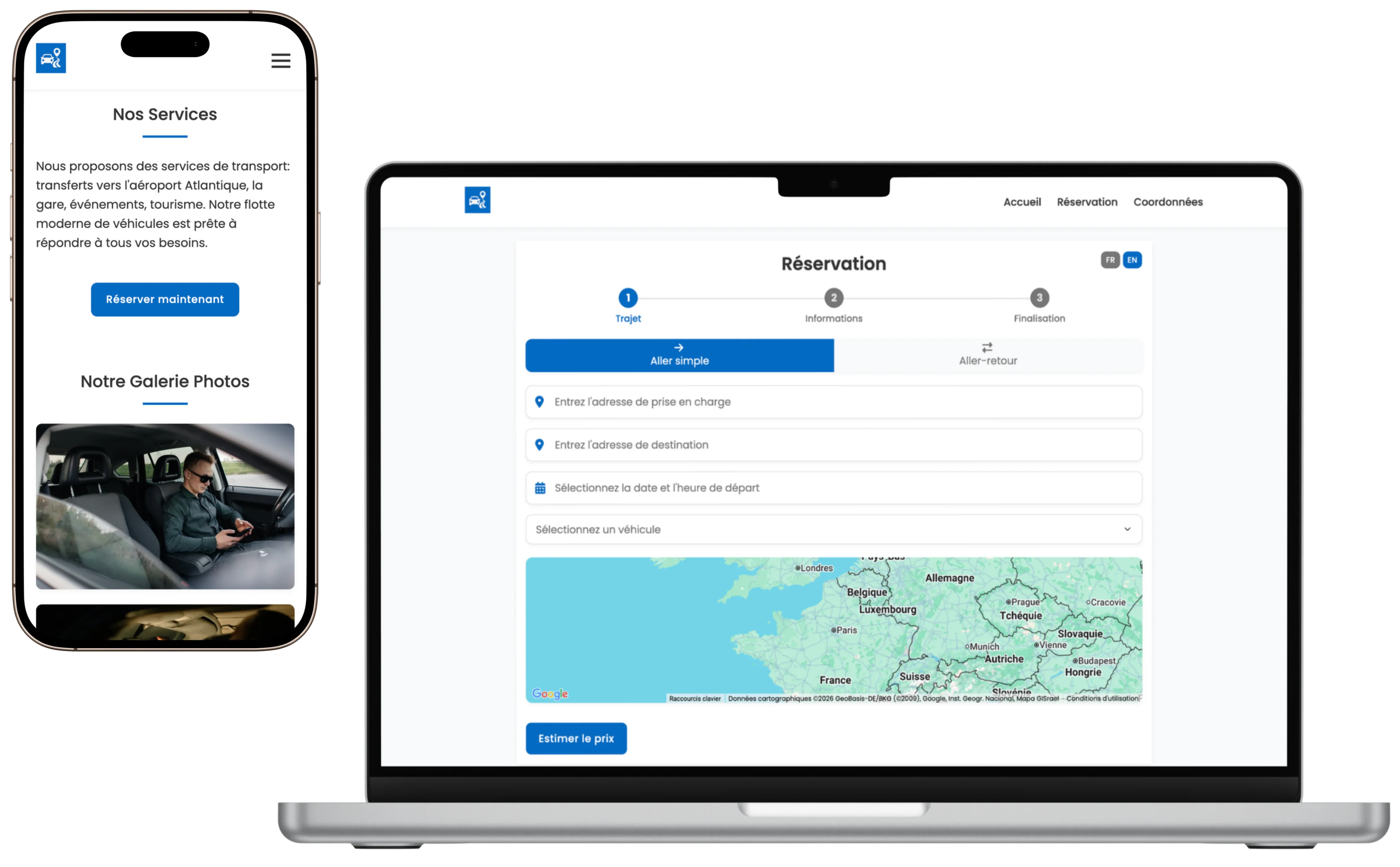Site internet VTC PlanYourDrive sur ordinateur